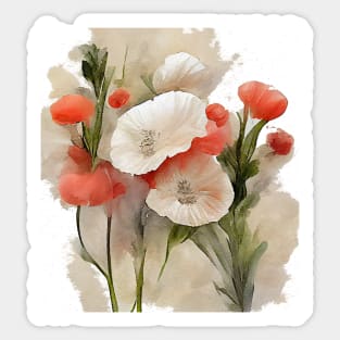 Red poppies watercolor painting #2 Sticker